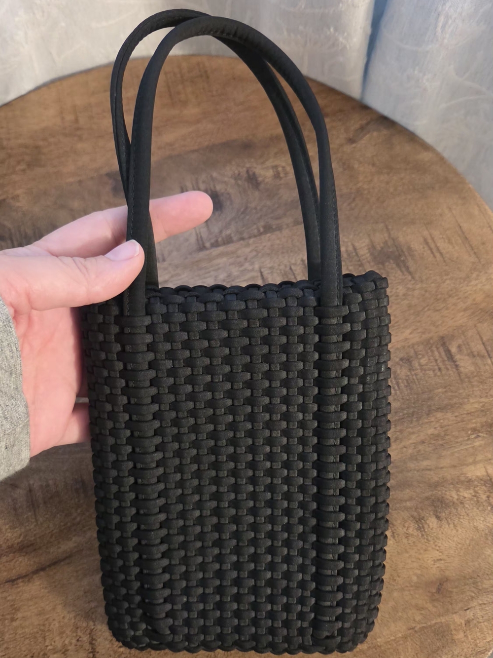 Nine West Black Woven Mini Tote